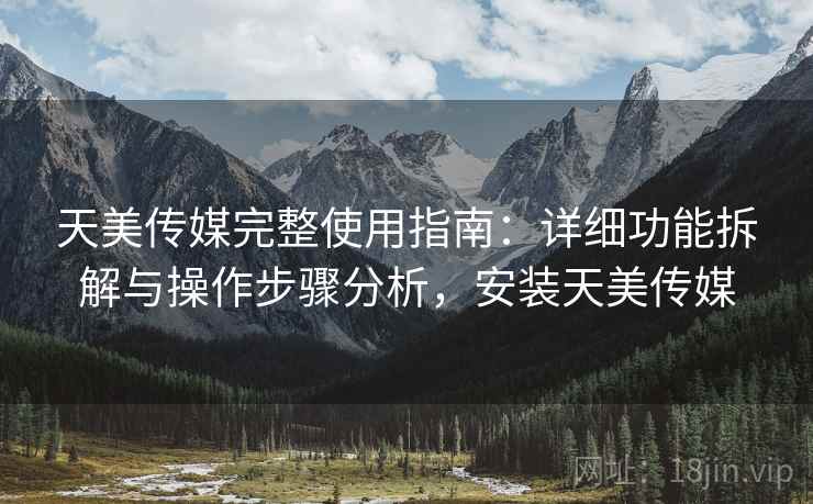 天美传媒完整使用指南：详细功能拆解与操作步骤分析，安装天美传媒