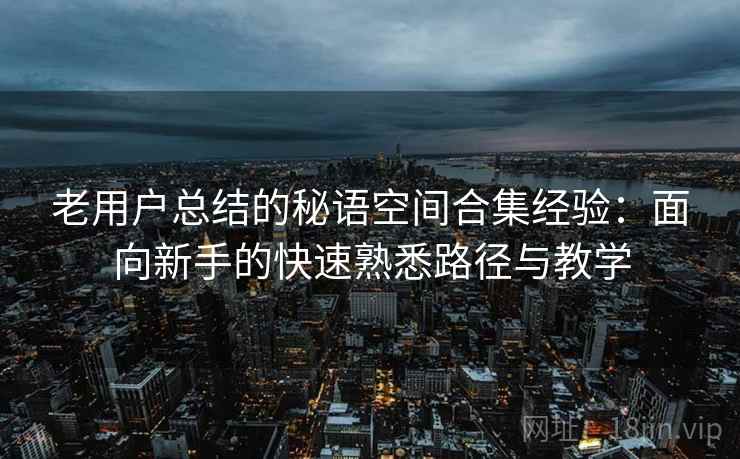 老用户总结的秘语空间合集经验：面向新手的快速熟悉路径与教学